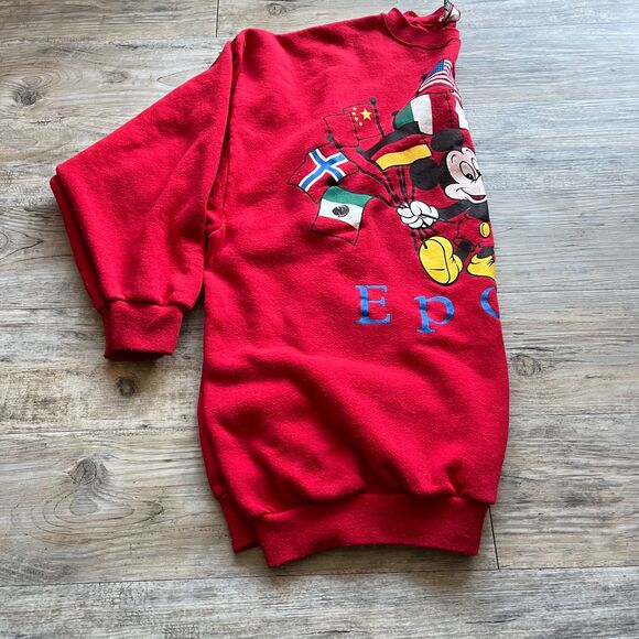 Disney Epcot Center Vintage Sweatshirt Women's 4X Red World Flags 90s Oversized - Picture 7 of 8